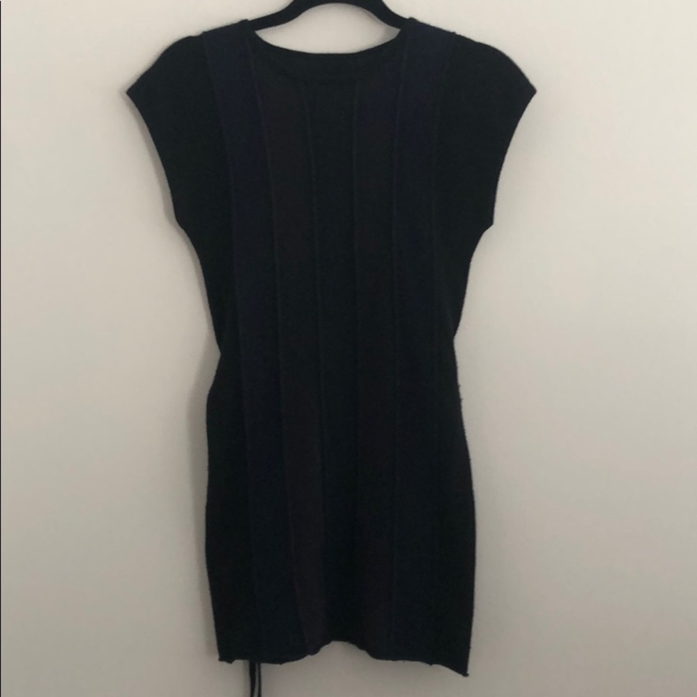 Navy purple black striped sweater mini